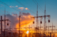 electric substation with power lines and transformers