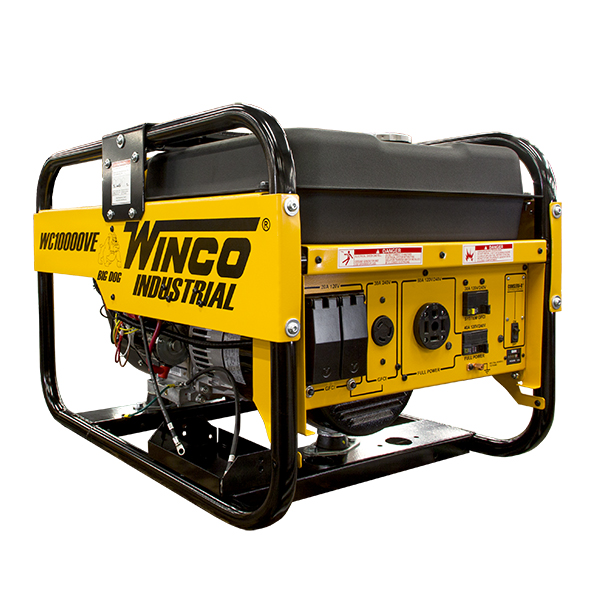 Winco 9.6kW W10000VE-03/B 120/240V 1PH 3600 RPM Portable Generator, 7 Gal Tank - 24010-003